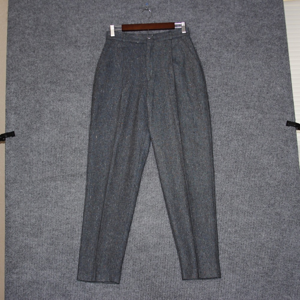 Lord Isaacs For Her Womens Size 10 Gray‎ Tweed Pleated High Waist Career Pants